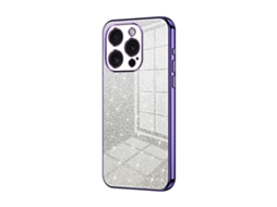 Capa Para Iphone 15 Pro - Glitter Degradê - Acabamento Eletroplaqueado