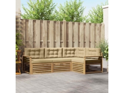 Vidaxl Conjunto De Sofás Para Exterior 5 Unid. Branco E Bege Poliéster