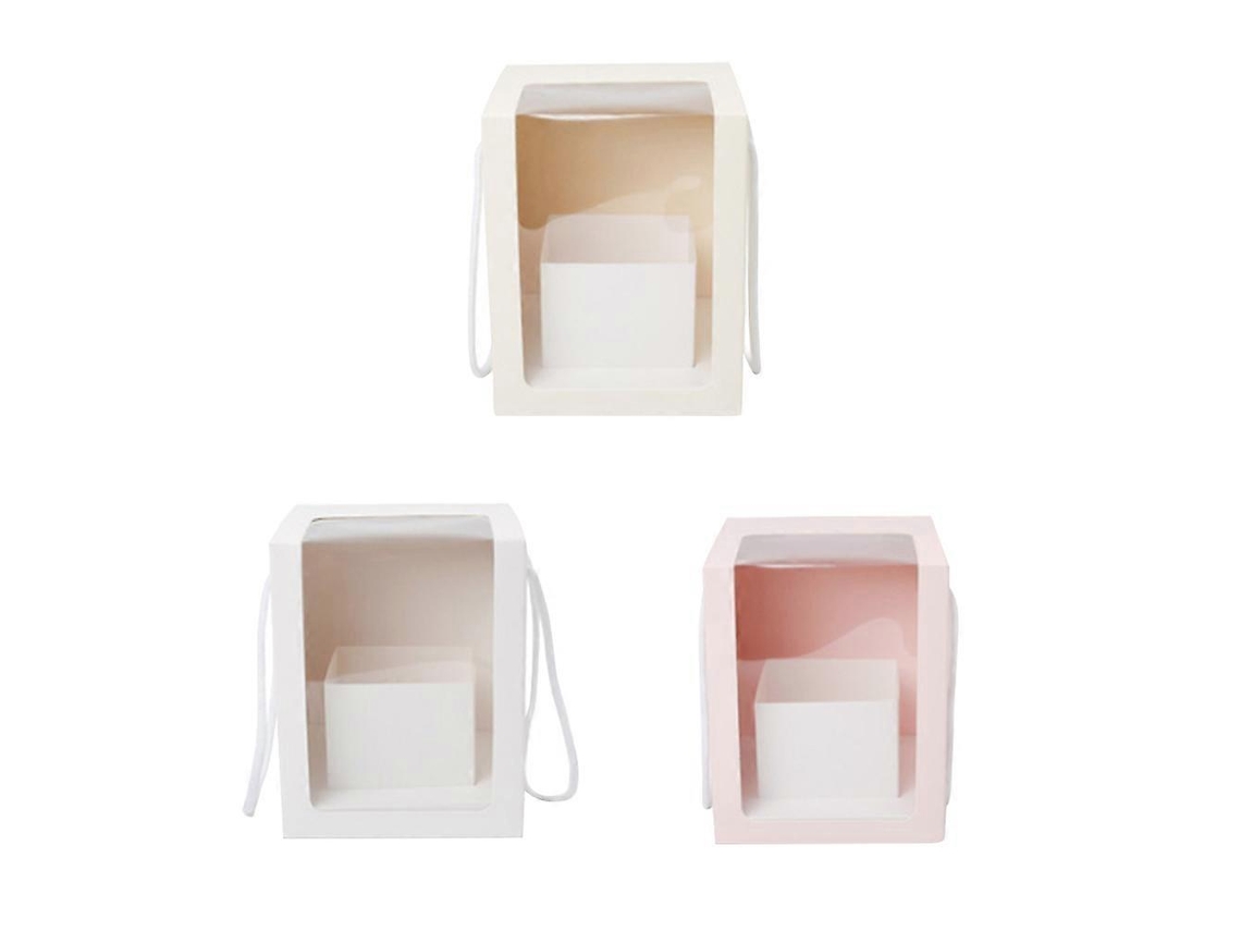 Conjunto De 3 Caixas De Embalagem Portáteis Transparentes Quadradas Para Presentes Com Flores. Hengjian