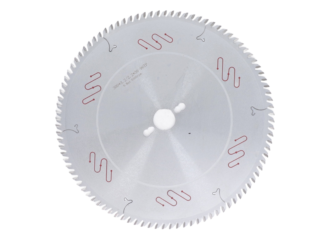 Disco de serra circular de liga TCT de 300 mm com 96 dentes para corte de madeira, furo interno de 30 mm.