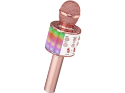 Microfone Sem Fio Karaoke Bluetooth com Luzes Led para Casa Ktv