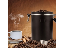 LATA Nova Line Airtight para café 1500ml com colher, armazenamento de grãos e pó, preta