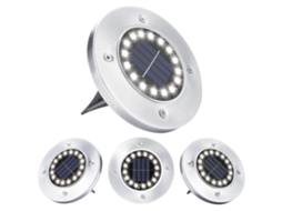 Rebe luz Solar Jardim, 4 Peças 16 Led Spotlight Embutido Exterior Impermeável Aço Inoxidável para Caminho Terraço Pátio