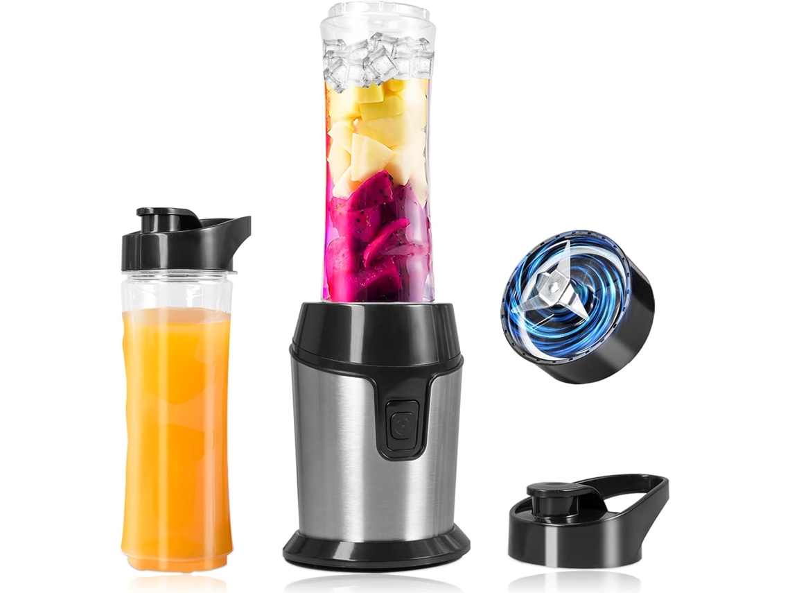Pequena Mini Smoothie Maker com 2 Garrafas de 600 Ml, Portátil, Batedeira Elétrica para Smoothies, Shakes, Molhos, Molhos ZYBLSSBB