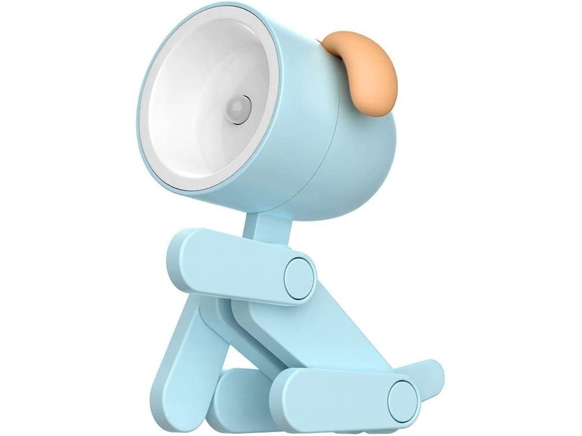 Luz De Noche Led, Lâmpada De Escritório Mini Bonita Com Suporte De Telefone Ajustável (cão, Azul)