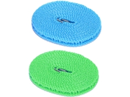 Linha de Secagem Anti vento Linjou, Nylon, 5m, Portátil, Azul/Verde S/MARCA