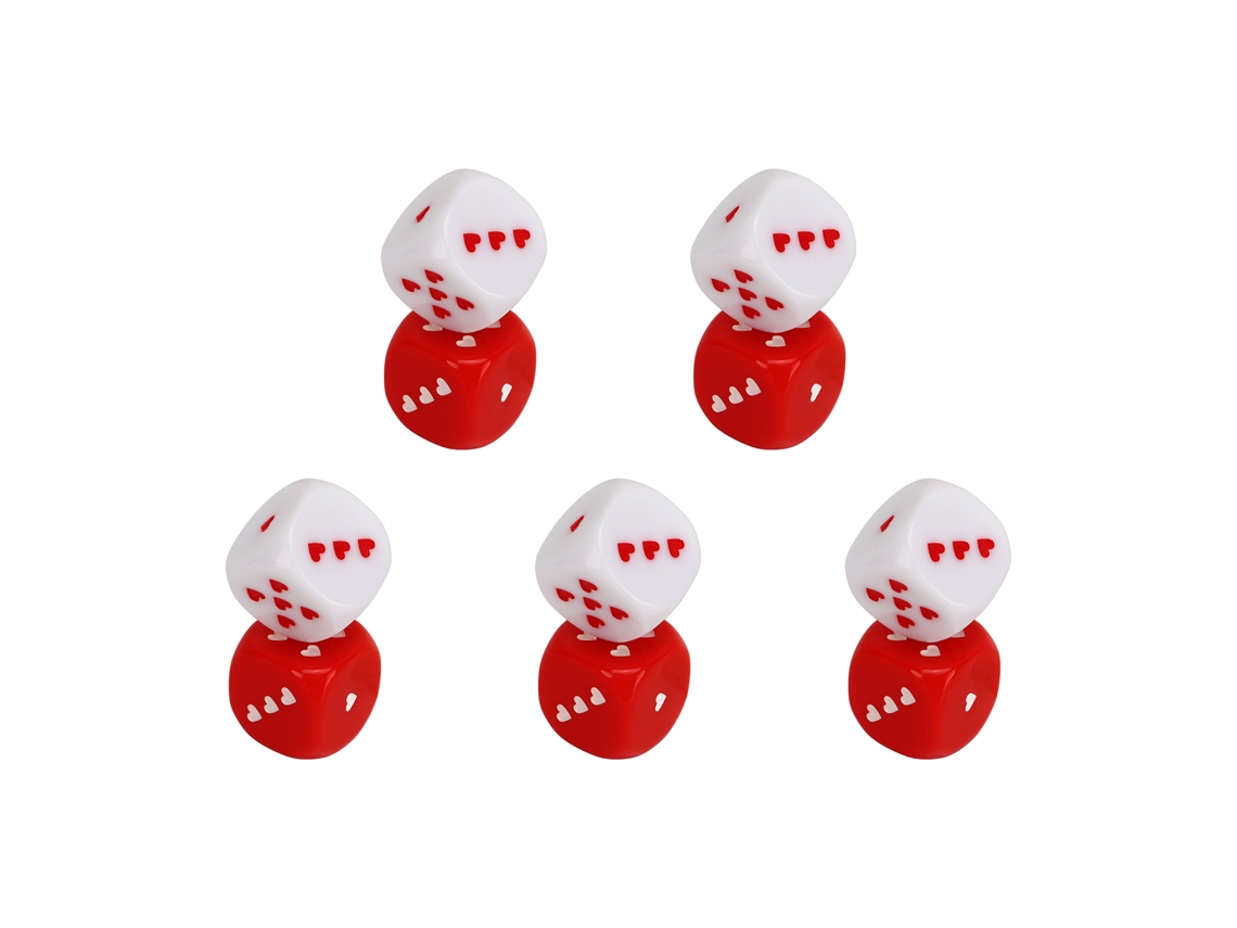 2026altiro-set De 5 Pares De Dados Corazón Rojo Y Blanco Plástico Seguro Métodos De Juego Múltiples Portátil Moda