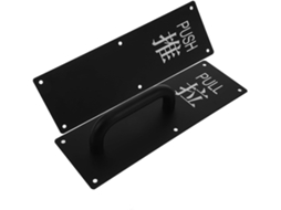 Conjunto De Puxadores Porta Pretos Com Sistema Pressão E Puxador, Em Aço Pintado, Para Armários E Portas Corta Fogo, Com