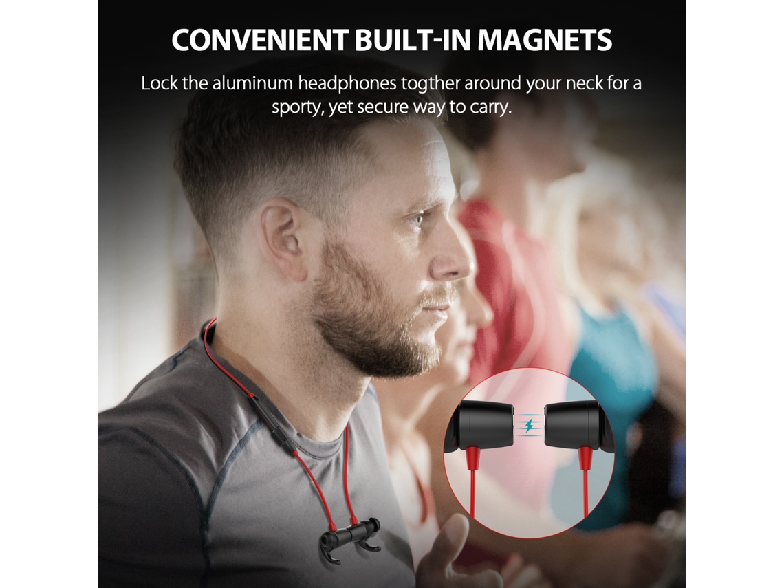 Aetheria fone de Ouvido Intra auricular Esportivo Magnético Sem Fio Dodocool com Microfone Hd e Cancelamento de Ruído Vermelho
