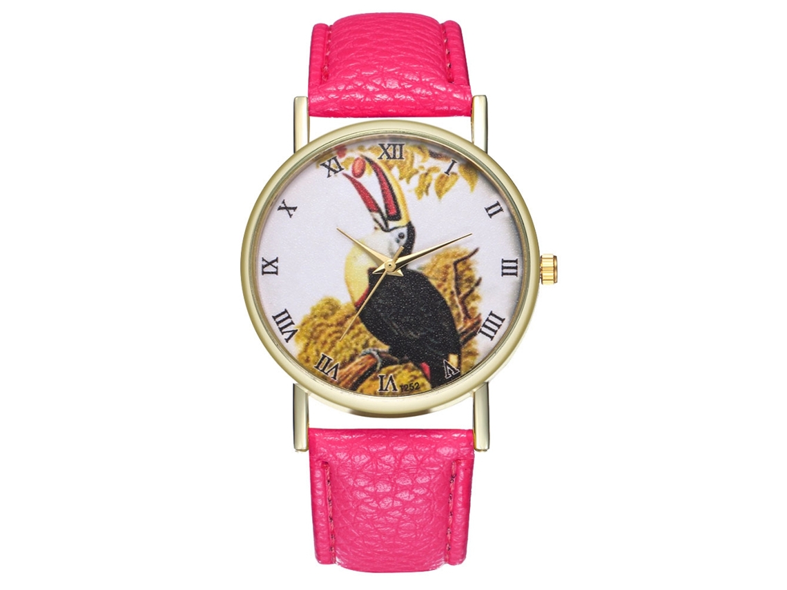 Reloj Unisex De Moda Con Correa De Cuero Pu Y Dial De Números Romanos (rojo Rosa)