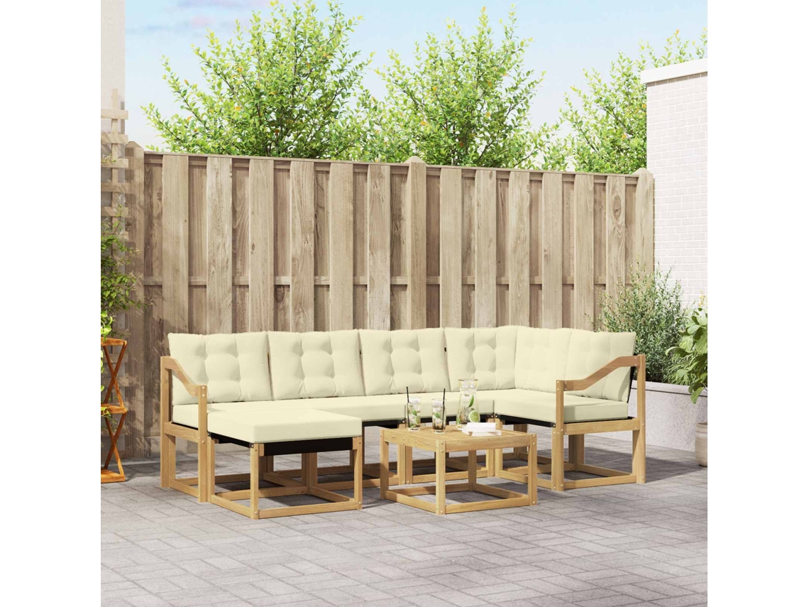 Vidaxl Conjunto De Sofás Para Exterior 7 Unid. Branco E Creme