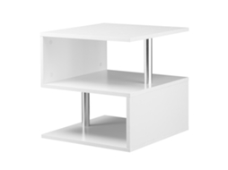 Mesa De Apoio Com Forma De S Compartimentos Abertos 2 Níveis Desenho Elegante 50x50x50cm Branco