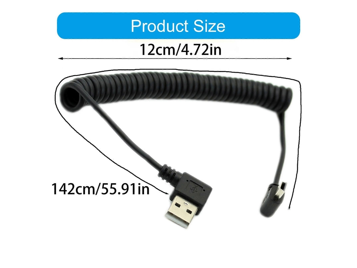Mola Retrátil Mini Usb 2.0 Cabo 90 Graus Ângulo Direito Usb 2.0 5 Pinos Carregamento De Dados Sincronização De Dados Cabo Carregador 30cm Nostalgia88