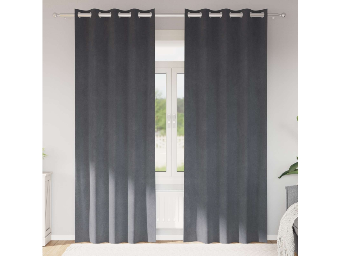 Vidaxl Cortinas Opacas 2 Unid. Cinzento-claro 140 X 225 Cm Veludo