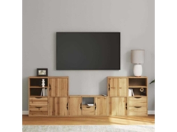 Móveis De Tv De 5 Peças Com Arrumação Madeira De Pinho Maciça Dkd Home Decor
