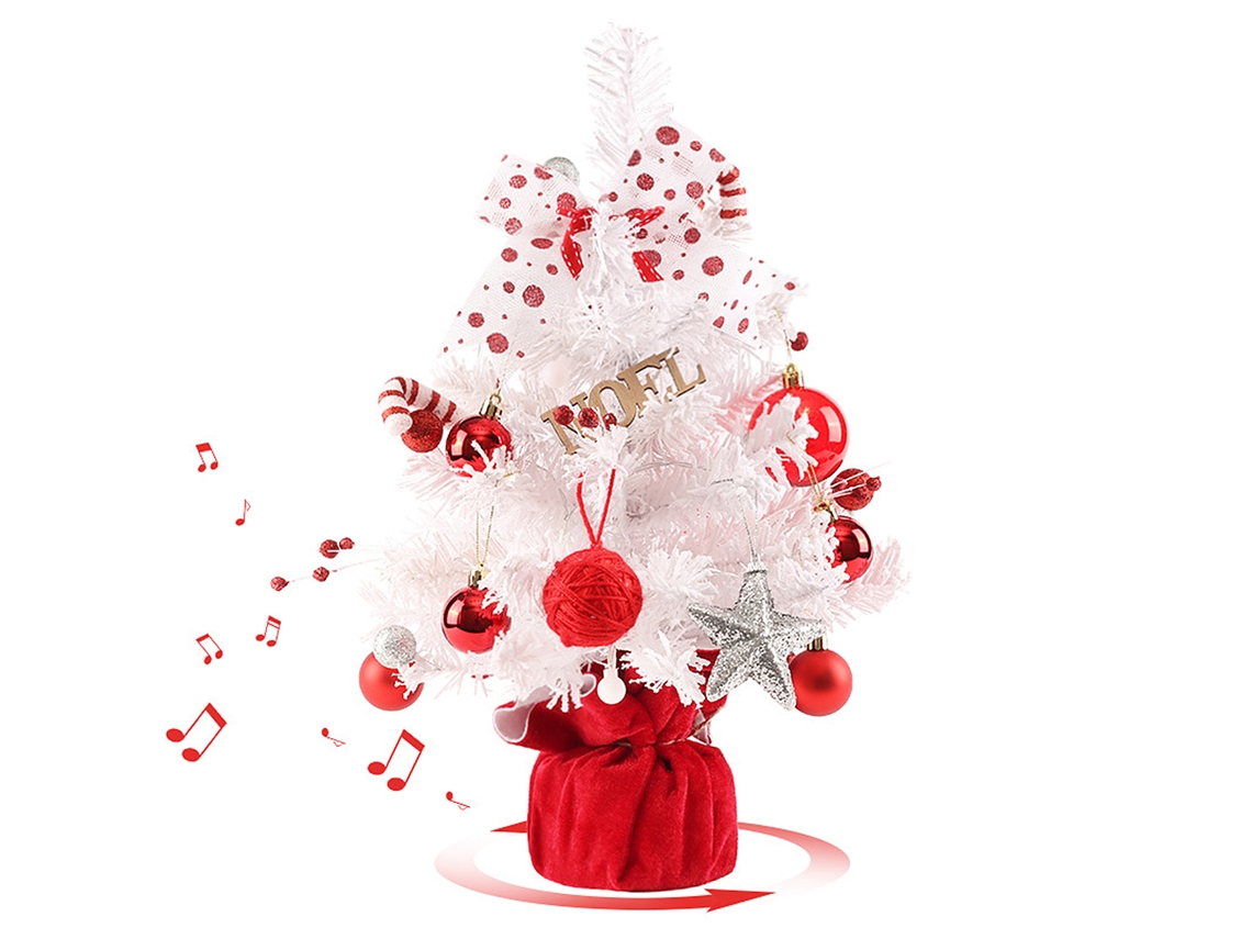Árvore de Natal Rotativa Vermelha e Branca com Música LAXISCREED