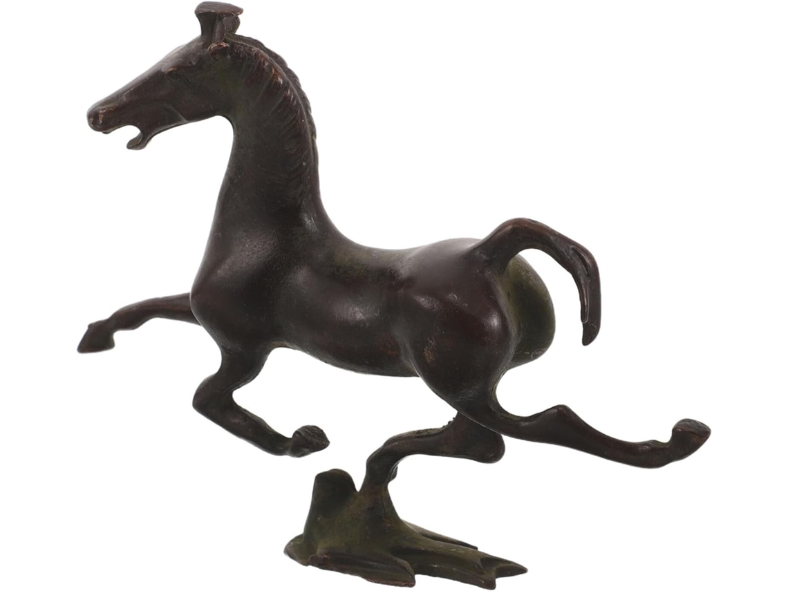 Estátua Cavalo Metal Patinado Estatueta Zodíaco Chinês 2026 Decorativo Escritório Escultura Simbólica Chinesa GOKOCO