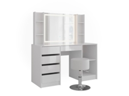 Coiffeuse Sherry, 128.2cm 5 Partes, Branco/branco Brilhante, Vicco