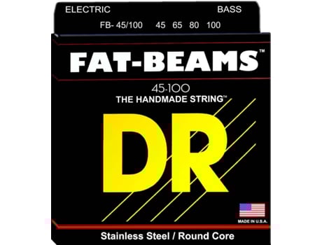 Jogo de Cordas Baixo Elétrico DR FB-45/100 FAT-BEAM (.045 - .065 - .080 - .0100 - Aço Inoxidável)