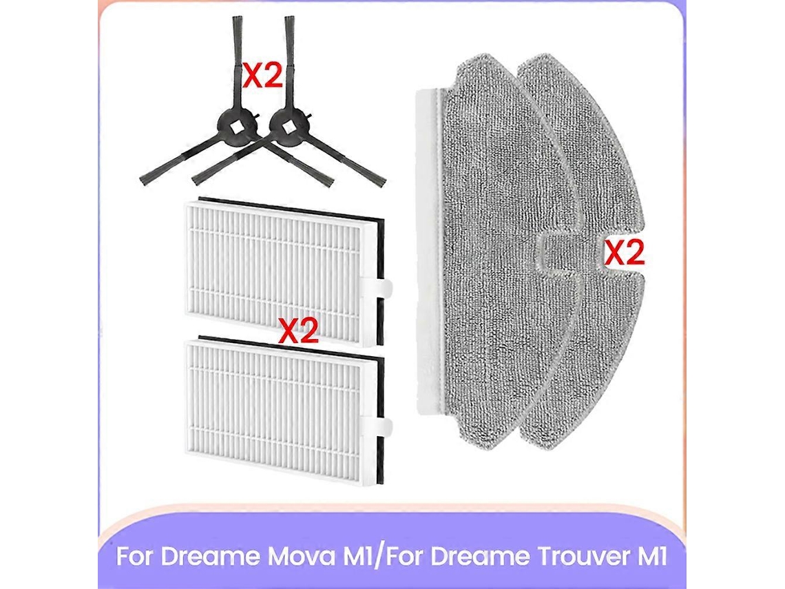 Kit Com 6 Peças De Escova, Filtro E Pano De Limpeza Para Dreame Mova M1 E Dreame Trouver M1. Peças De Reposição Para Limpeza Doméstica Eficiente.