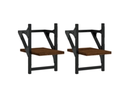 Prateleiras de Parede com Barras Conjunto de 2 Carvalho Castanho MAISON EXCLUSIVE (20x25x30 cm)