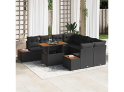 Vidaxl Conjunto De Sofá De Jardim 9 Unid. Preto Rattan Sintético