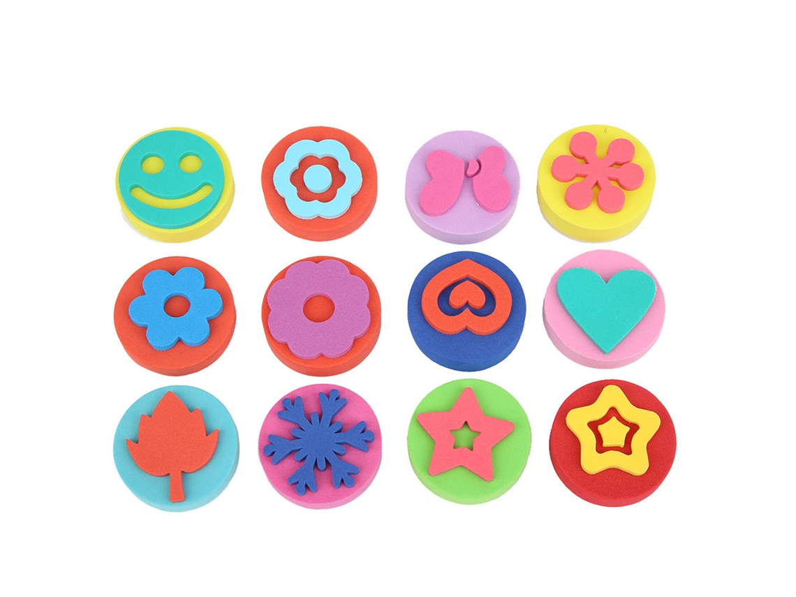 Mali carimbo de Espuma para Pintura Infantil Early Learning Ferramentas Educacionais com 12 Formas Coloridas