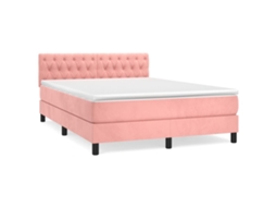Cama com Molas/colchão 140x190 Cm Veludo Rosa MAISON EXCLUSIVE