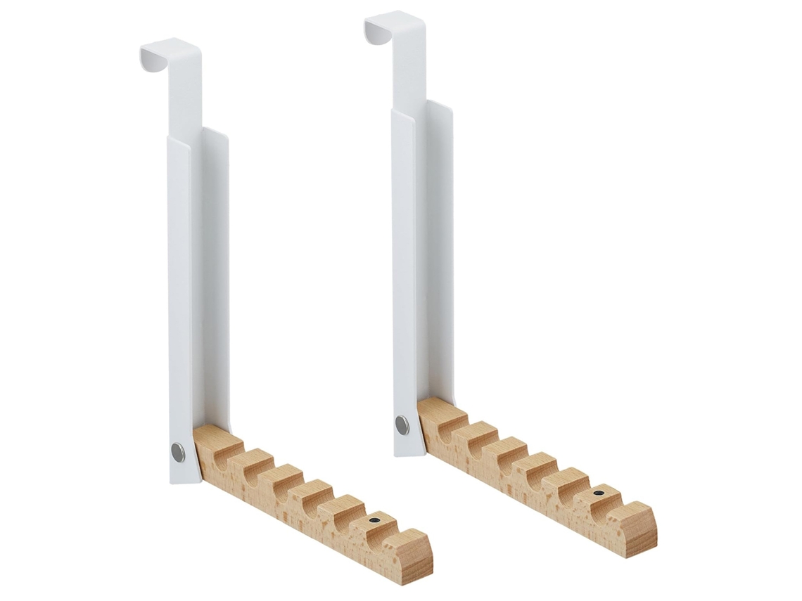 Cabide de Porta CHRUI Dobrável Ferro e Madeira 2cm (branco)