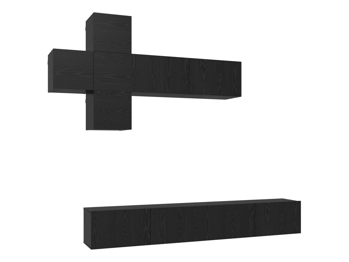 Maison Exclusive - Conjunto De Móvel De Tv Montado Na Parede 7 Pcs Carvalho Preto