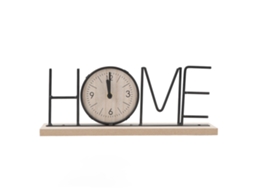Relógio de mesa de madeira e ferro com letras design moderno decorativo para sala e escritório S/MARCA