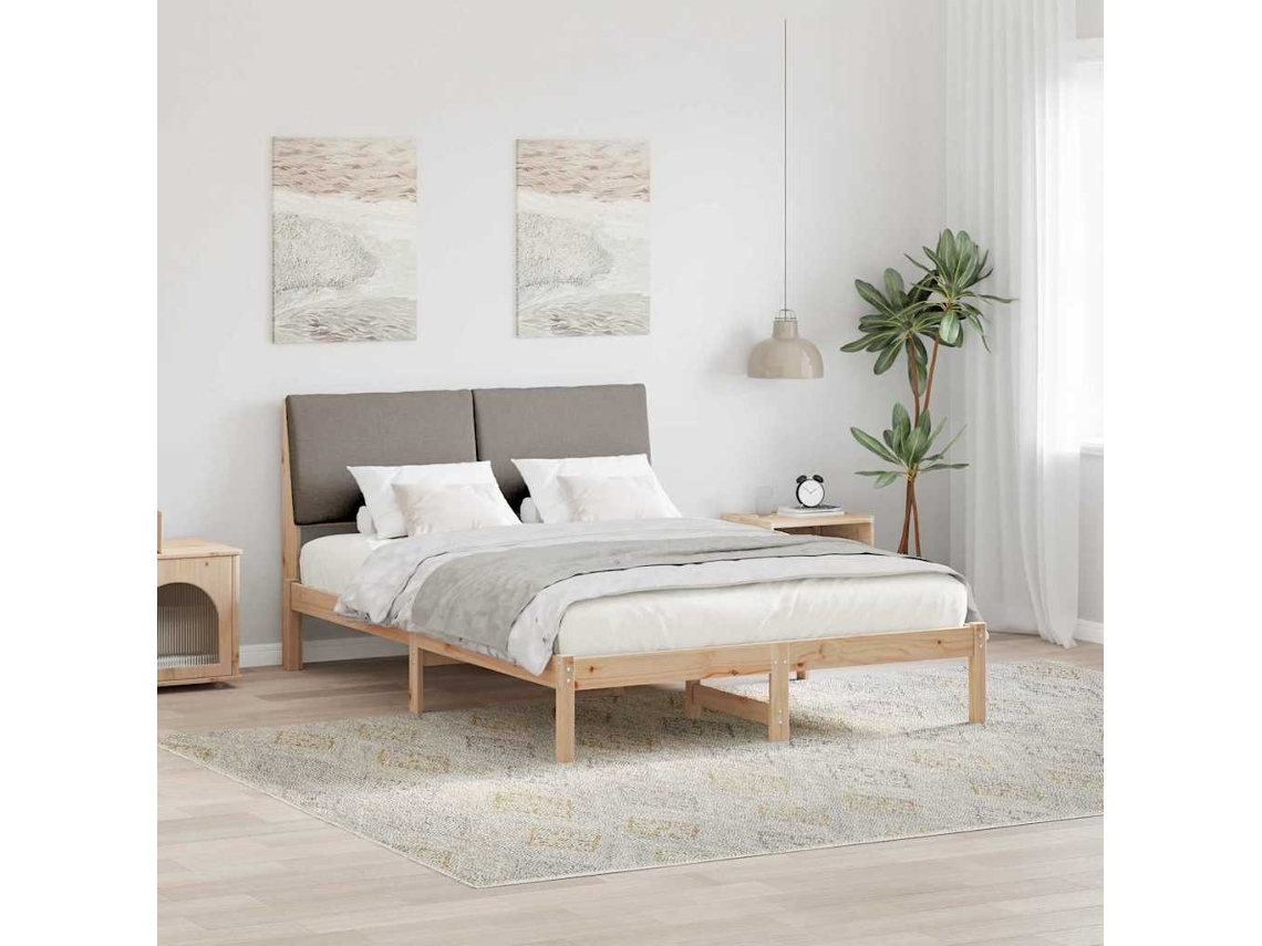 Vidaxl Estrutura Da Cama Com Cabeceira Marrom E Taupe 160 X 200 Cm