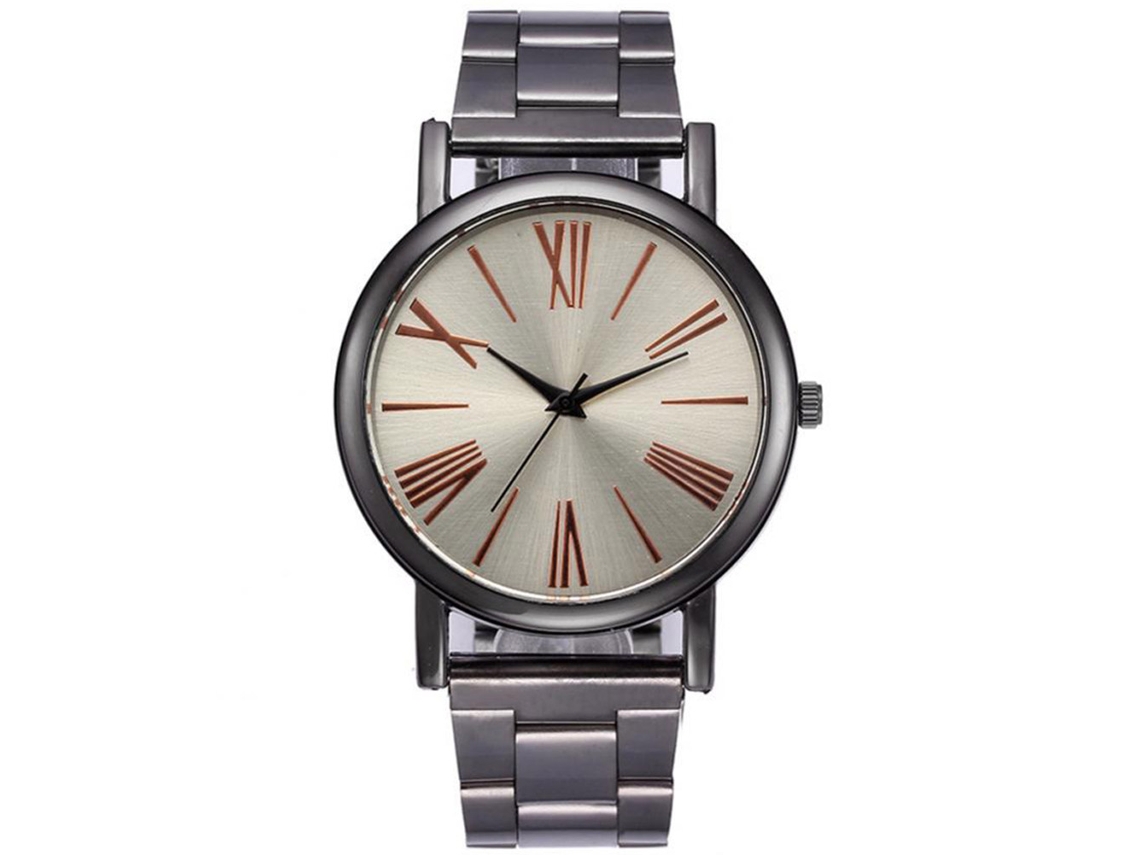 Reloj Analógico De Cuarzo Con Correa De Acero Unisex Dial Redondo Casual (blanco Negro)