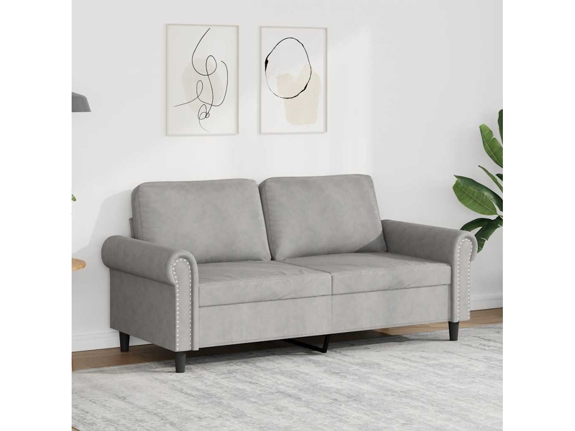 Vidaxl Sofá De 2 Lugares 140 Cm Veludo Cinza-claro