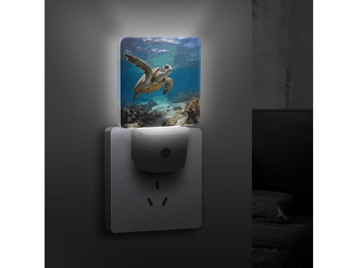 Luz noturna Tartaruga Marinha, luminária de parede LED com sensor crepuscular, luzes noturnas decorativas