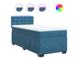 Cama Boxspring com Colchão 90x200 Cm Veludo Azul MAISON EXCLUSIVE