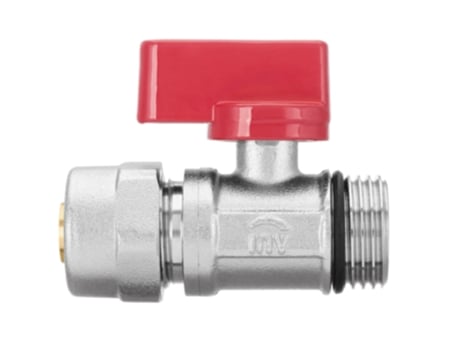 Válvula de Paragem de Esfera Vermelha de 1/2 Polegada BSP para Água Quente PEX de 16 mm X Macho de 1/2 BSP
