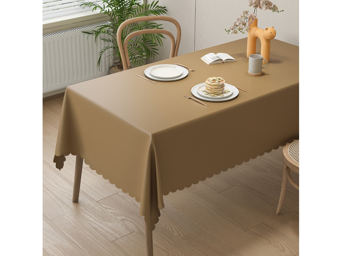 Toalha De Mesa Retangular De Pele De Cordeiro Marrom, À Prova Dágua, Antiderrapante E Resistente Ao Desgaste, Adequada Para Cozinhas E Festas (100