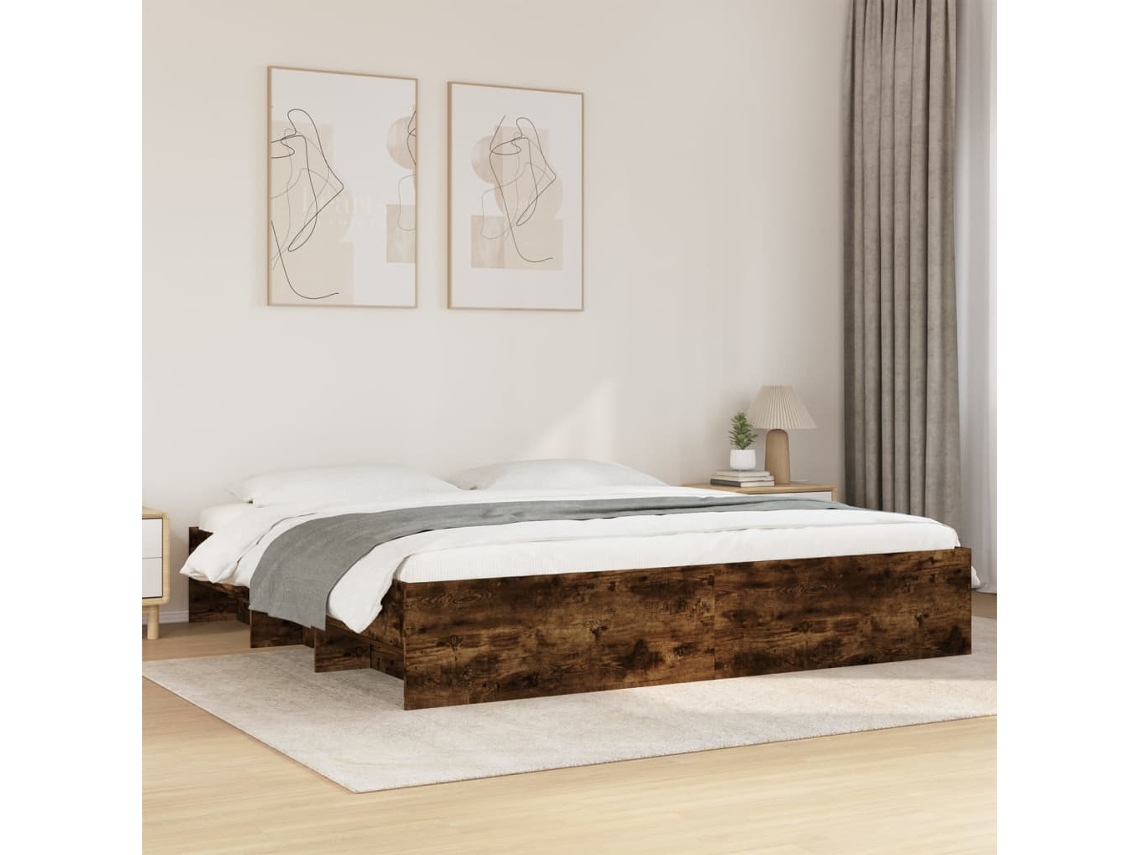 Vidaxl Estrutura De Cama Sem Colchão 180x200 Cm Carvalho Fumado