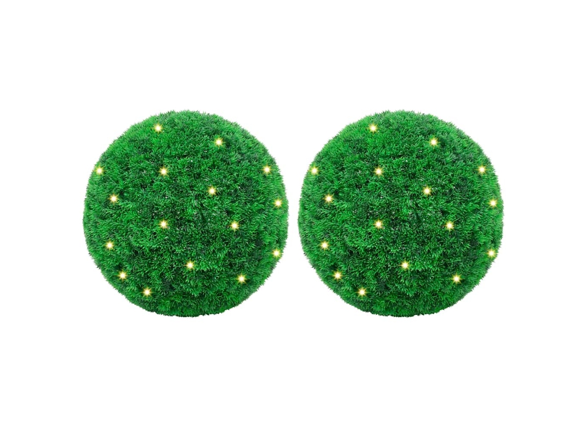 Conjunto 2 Bola de buxo artificial VIDAXL Verde Polietileno