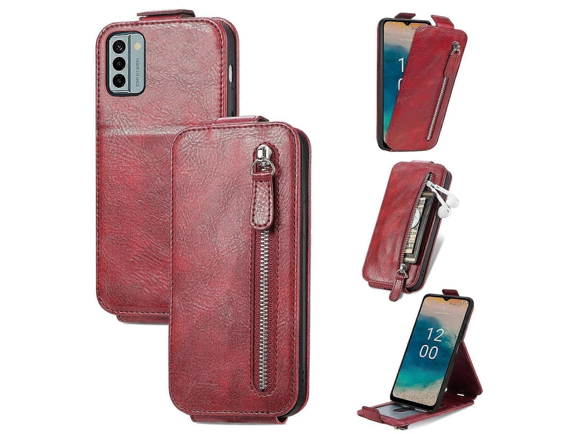 Capa De Couro Com Zíper Tipo Carteira Vertical Para Nokia G22