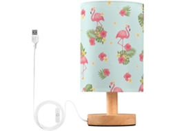 Abajur De Cabeceira Mnsruu Flamingo, Hibiscus Monstera Deliciosa, Led, Para Mesa, Com Cúpula De Tecido, Ideal Para