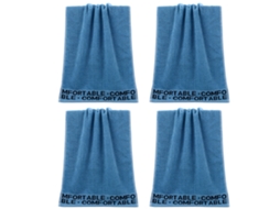 Conjunto de Toalhas de Mãos NEVEANCE Absorvente Banho Mão Rosto Algodão Azul - 4pcs (33x73cm)