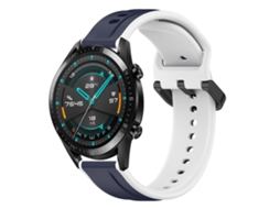 Bracelete de Smartwatch para Huawei Watch GT2 42mm 20mm Loop Convexo de silicone de duas cores (azul meia-noite + branco)