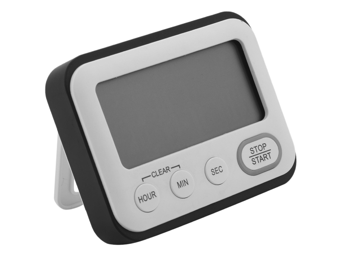 Temporizador Digital de Cozinha com Clip Magnético Lcd Alarme Sonoro e Silencioso para Aula de Cozinha Crianças Negro