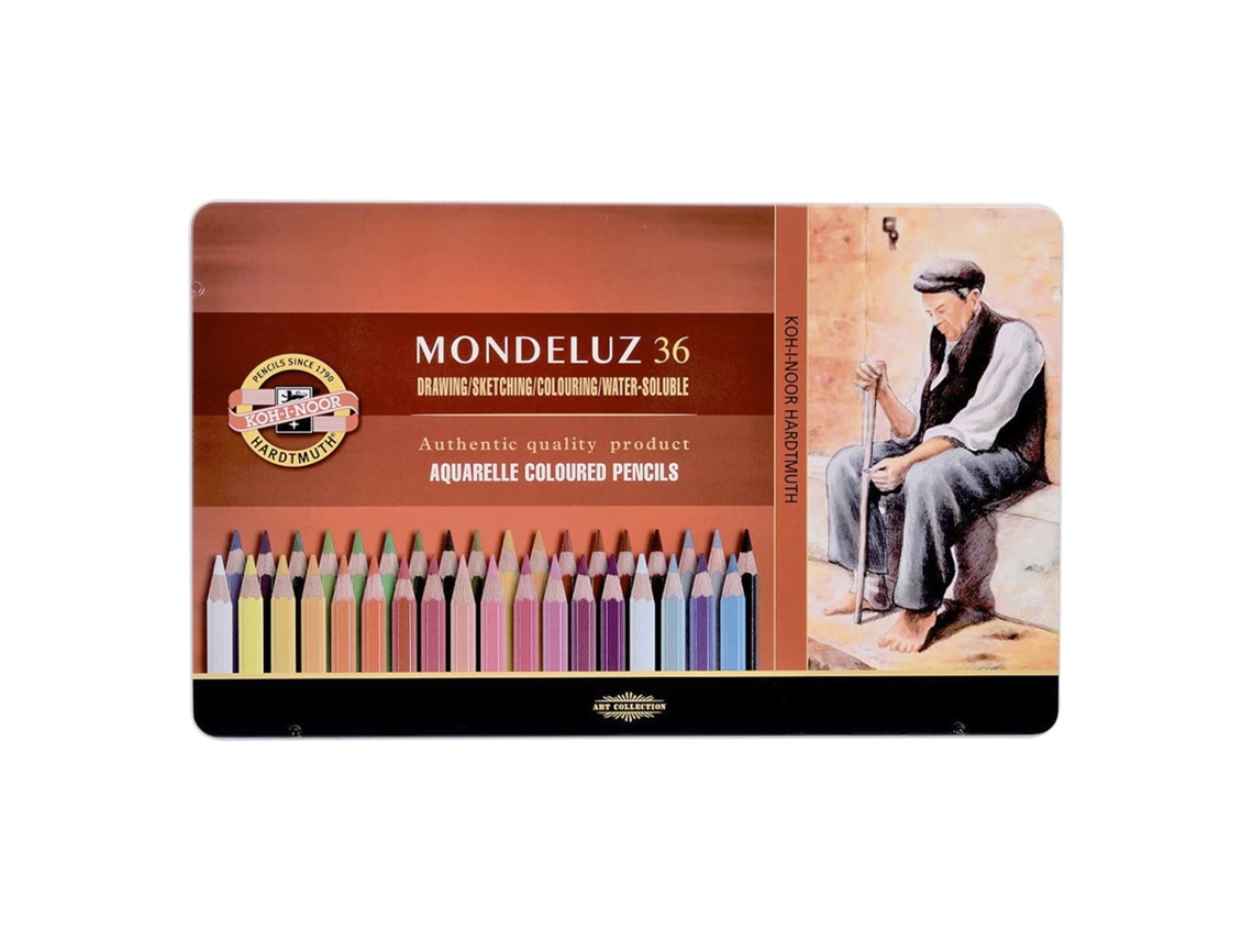 Lápis Cor Aguarel. Mondeluz 3725 Koh-I-Noor Cx Metal 36