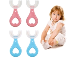 Escova de Dentes Infantil em Formato U, com Cerdas Silicone, Manual para Crianças, Limpeza Comp Leta . GOKOCO (para 2 a 3 Anos)