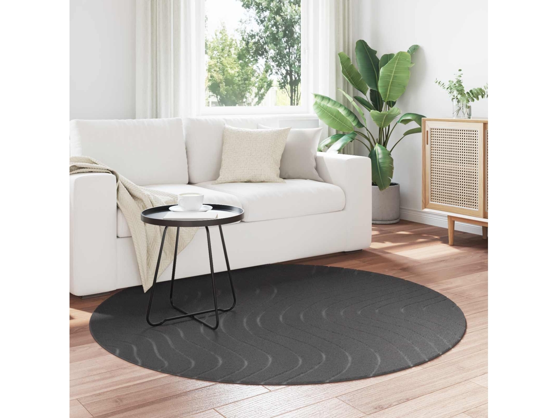 Vidaxl Tapete Para Uso Interno E Externo Palmeras Antracite Ø 120 Cm