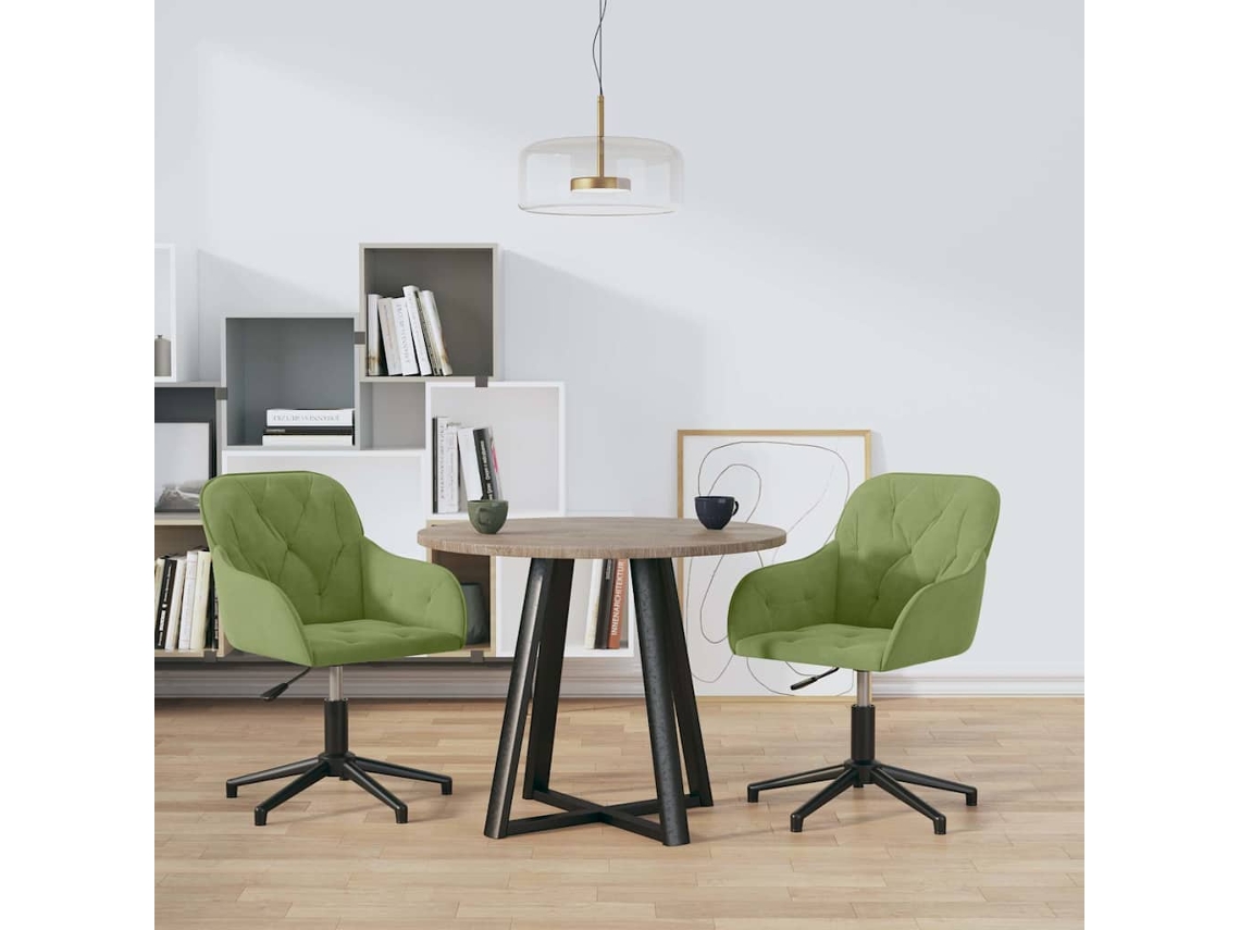 Vidaxl Cadeiras De Jantar Giratórias 2 Pcs Veludo Verde-claro