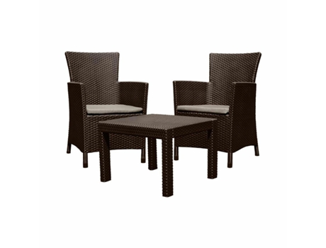 Conjunto de móveis de jardim Keter Rosario Brown 2 poltronas mesa Curver/keter
